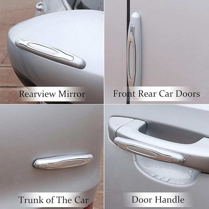 4 Pcs Car Door Edge Guards Car Side Door Protector Suitable for Various Car Pads Door Shock Absorbers-Grey