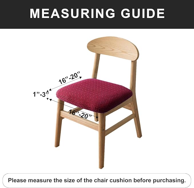 Genina Seat Covers for Dining Room Chair Seat Slipcovers Kitchen Chair Covers (Wine Red, 2 Pcs)