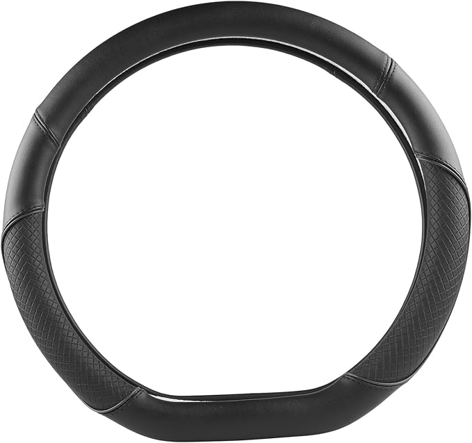 GIANT PANDA D Shape Steering Wheel Cover for Nissan Rogue Kicks - Auto Car Steering Wheel Cover Customized for Nissan Altima Sentra(Black+Black Line-D-Shaped)