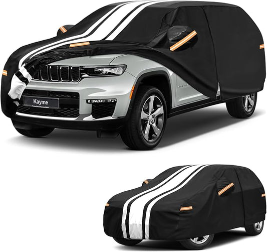 Kayme Jeep Grand Cherokee Car Cover Waterproof All Weather for Automobiles, Custom Fit for Grand Cherokee (1992-2026), Gift with Tape/Towel, Outdoor Full Exterior Cover Rain Snow Sun UV Protection.