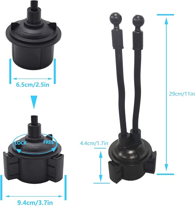 Cup Car Phone Holder, Double Car Cup Phone Holder, Universal Adjustable and Scalable Car Cup Holder Phone Mount Compatible with Phone Width 1.7""-3.7"" (Black)
