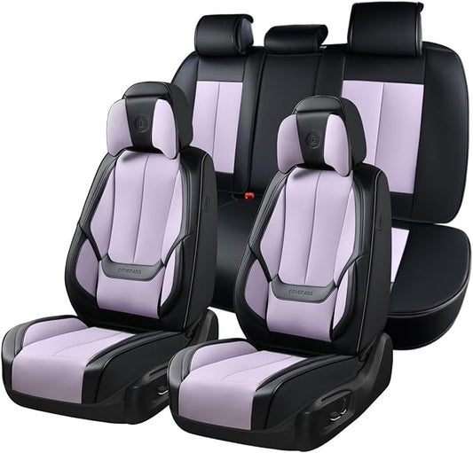 Coverado Car Seat Covers, Seat Covers for Cars, Waterproof Leather Auto Seat Protectors, Leather Car Seat Cushion, Car Interiors Accessories Universal Fit for Most Cars