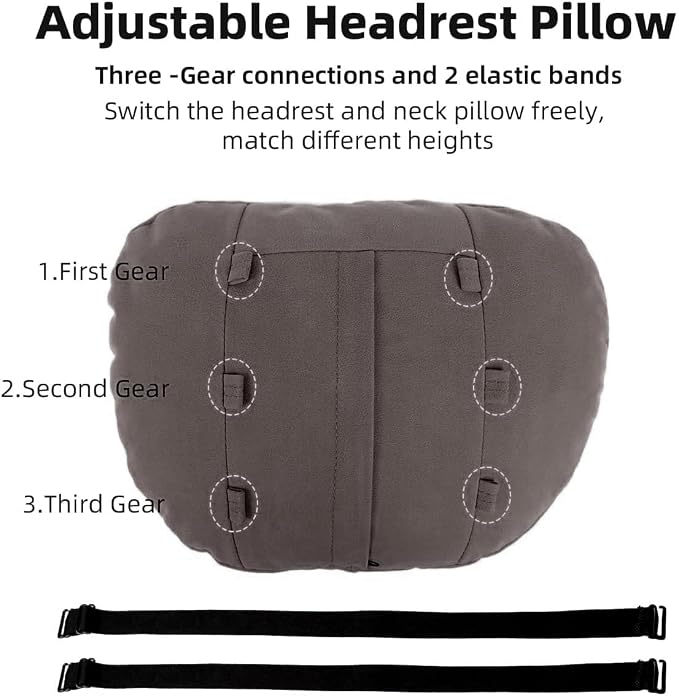 2 Pcs Car Headrest Neck Pillow for Driving,Universal Premium Suede Leather Soft and Comfortable Headrest,Three Gears of Height Adjustment Car Seat Headrest Pillow Car Interior Accessories