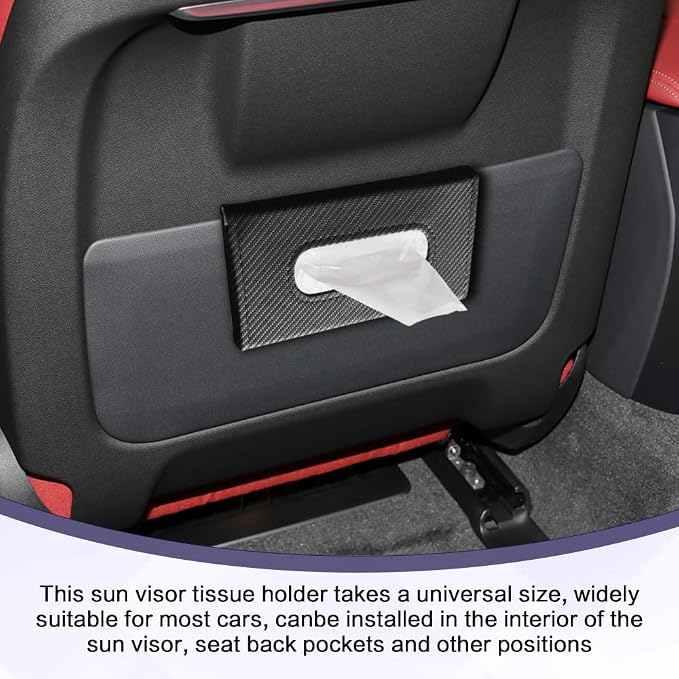 Car Visor Tissue Holder, Tissue Box Holder for Car, Leather Auto Sun Visor Napkin Case Mask Dispenser, Automotive Accessories Rectangular Hanging Auto Napkin Box Fit for Most Vehicles (Black)