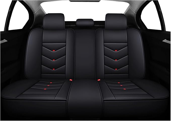 Leather Car Seat Covers,Full Coverage Seat Covers Full Set with Fixed Lumbar Support,Universal Automotive Seat Covers for Cars,SUVs,Trucks and Sedans