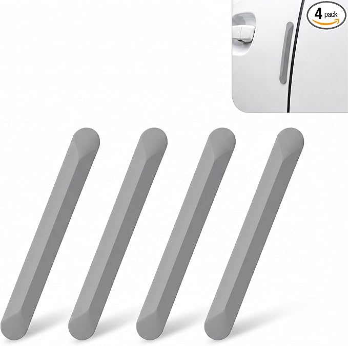 4 PCS Silicone Car Door Edge Guards, Self Adhesive Car Door Protector, Anti-Collision Crash Scratch Strips Protector, Auto Accessories Decorative Strip for Sedans Trucks SUVs (Gray)