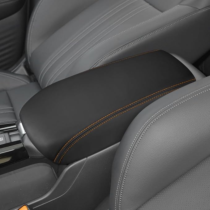 INTGET Center Console Cover for 2026 Honda HRV/HR-V Accessories 2023 2024 2025 Leather Car Armrest Arm Rest Box Lid Middle Console Seat Cover Protector(Orange Stitches, 2023+)