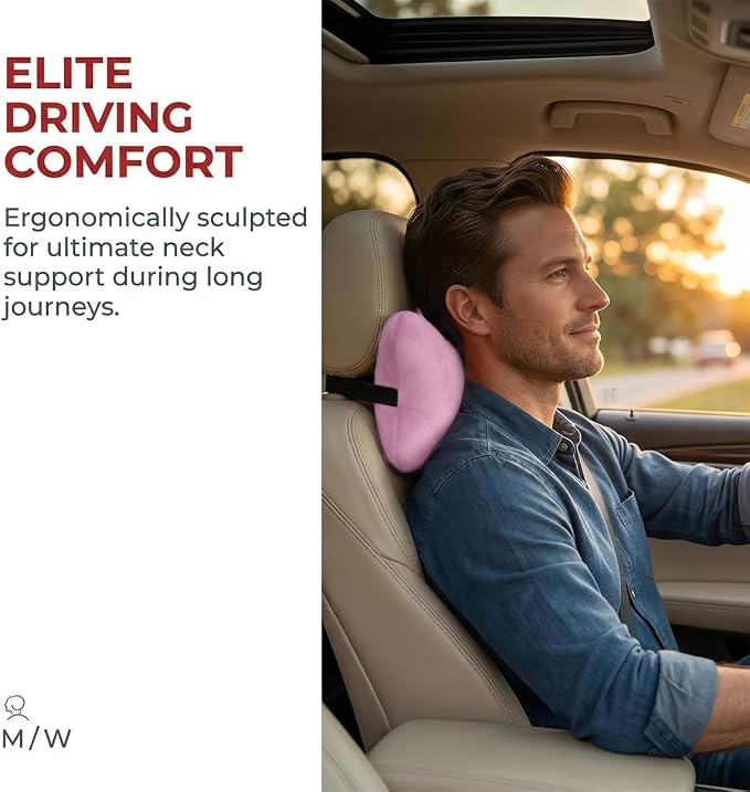 2PCS Car Neck Pillow, Soft Comfortable Vehicle Seat Neck Support Pillow Cushion for Relief Driving Fatigue, Breathable Auto Interior Headrest Neck Rest Pad, Universal for Vehicles (Pink)