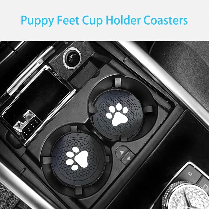 BukNikis Car Cup Holder Coasters-Car Interior Accessories 2.75 inch Silicone Anti Slip Cute Dog Paw Car Coaster -Universal (Pack of 2)