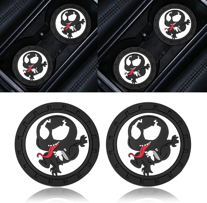 Venom Car Cup Holder Coasters for Marvel Fans, The Venom Car Coasters for Car Cup Holder Insert,Silicone Non-Slip Car Cup Mat,2.75''