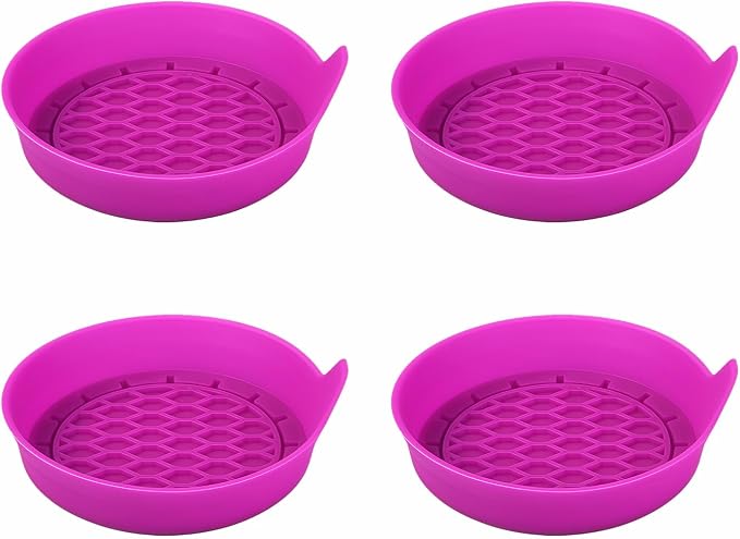 4 PCS Car Cup Holder Coaster, 3.15 in Non-Slip Silicone,Dark Purple | Cup holder insert, spill proof ,raised lip, honeycomb base, rinse clean, fits most sedans suvs trucks, automotive accessories