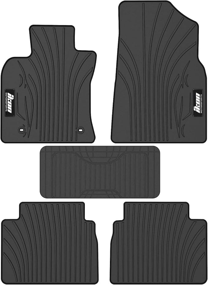 Fit 2018-2024 Toyota Camry Custom Fit Floor Mat IKON Style Black | IKON MOTORSPORTS, Latex Rubber Heavy Duty All Weather Car Front Rear Carpets Liner 5PC , 2019 2020 2021 2022