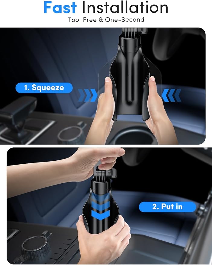 ELWEY Cup Holder Phone Holder for Magsafe, Car Phone Holder Magnetic, Upgraded 2 in 1 Cup Holder Phone Mount with Dual Adjustable Bases, Powerful N55 Magnet, 15" Height, for iPhone 17 Pro Max 16 15