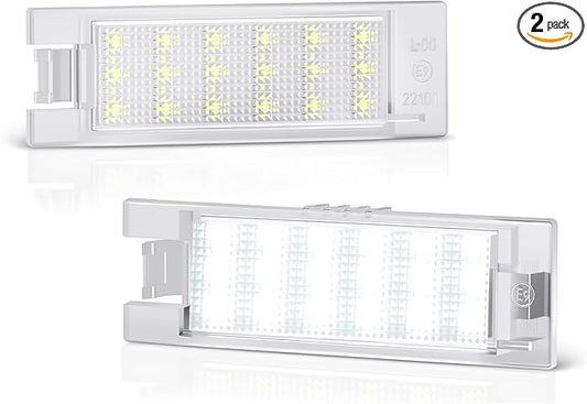D-Lumina LED License Plate Light Tag Lamp Assembly for 2014-UP Chevy Camaro, 2013-2015 Chevy Malibu, 2011-UP Chevy Volt, Powered by 18-SMD 6000K Xenon White with Error-Free Load Resistors, Pack of 2