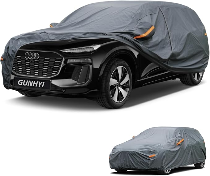 GUNHYI Premium Car Cover Custom Fit Audi Q6 e-tron, 16 Layers Heavy Duty Car Cover Waterproof All Weather with Zipper Door for Sun Rain Snow Dust Uv Protection
