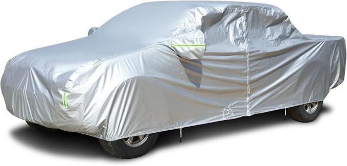Tecoom Truck Cover Waterproof All Weather, Breathable Light Shell Outdoor Pickup Cover with Zipper Door/Lock Sun UV Dust Protection Car Covers for Automobiles Universal Fit Tundra (Length Up to 212")