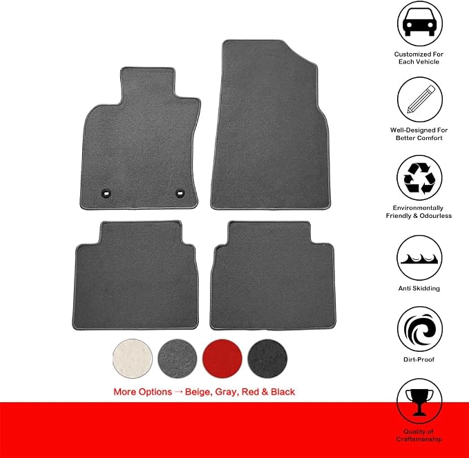 Fit 2018-2024 Toyota Camry Floor Mats IKON Style Nylon Gray | IKON MOTORSPORTS, Carpet Front & Rear 4PC Set, 2019 2020