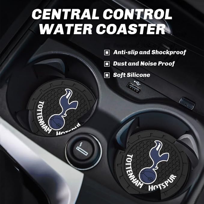 Cup Holder Insert Coaster for Tottenham Hotspur UEFA UCL Fans,Anti Slip Car Cup Coaster Interior Accessories