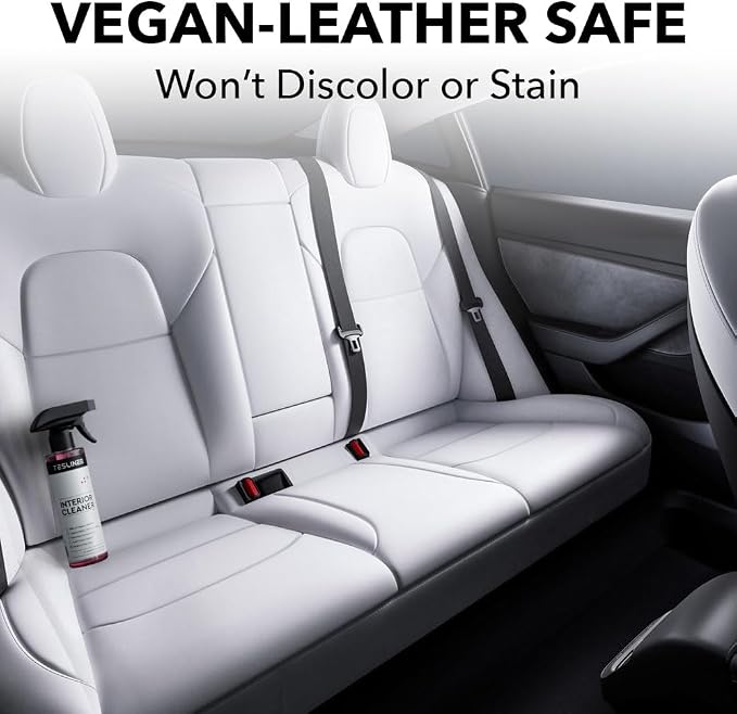 Tesla Seat Cleaner & Stain Remover, Interior Cleaner for Black & White Vegan Leather, Interior Cleaning Products | Tesla Model Y Juniper Accessories 2026, Tesla Model 3 Accessories, S, X, Cybertruck