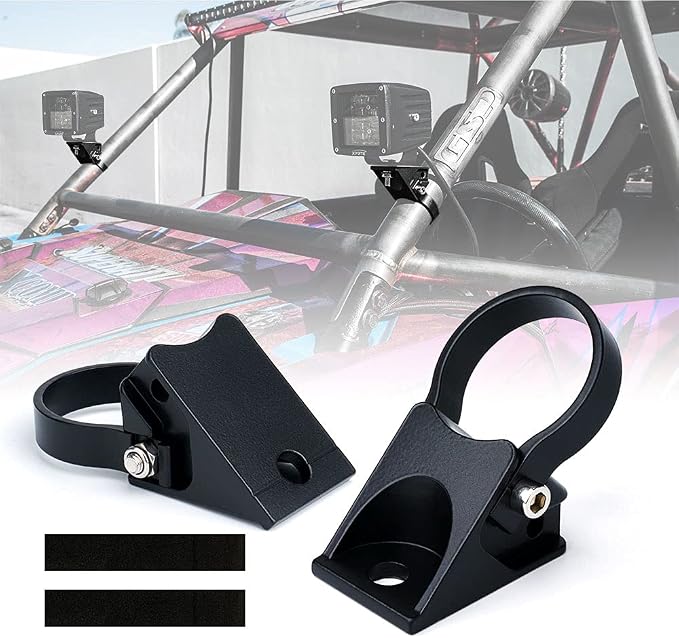 Xprite 1.75 Inch Roll Bar Mounting Brackets, Universal Adjustable LED Light Bar Brackets, Roll Cage & Bull Clip Holder for UTV ATV Can Am Maverick X3 Polaris RZR XP Side by Side and More Models
