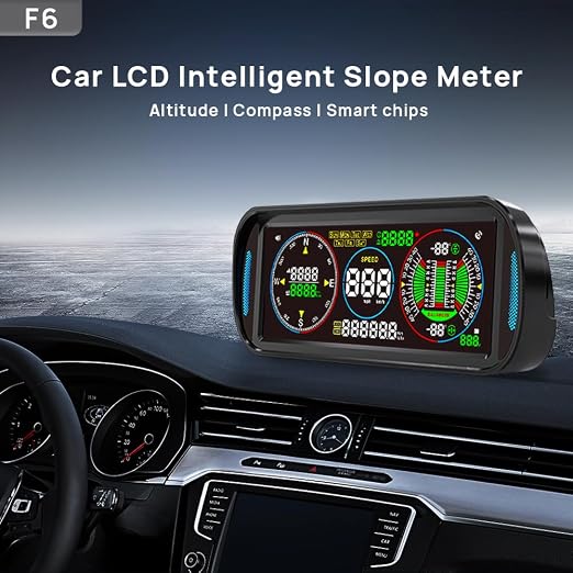 GPS Speedometer HUD Display for Car, F6 Car Intelligent 6.8" IPS LCD Screen with MPH/KM/H, Auto Brightness, Speed Alarm, Compass & Fatigue Reminder, Plug & Play Dashboard Display
