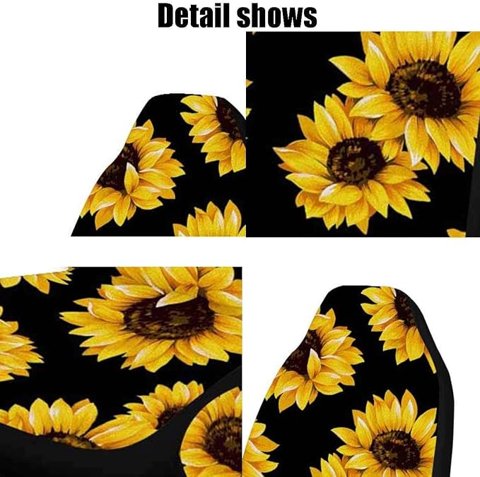 Car Front Seat Covers, Universal Sunflower PrintingCar Seat Protector Seat Cushion Full Cover Fit Most Car,Truck,SUV,Van (Sunflower-2PC)