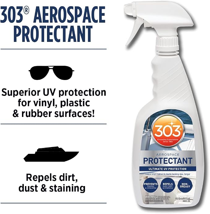 303 Marine Aerospace Protectant for Boat Vinyl, 32 oz | Provides UV protection for marine vinyl and surfaces while helping prevent fading, cracking, and staining.