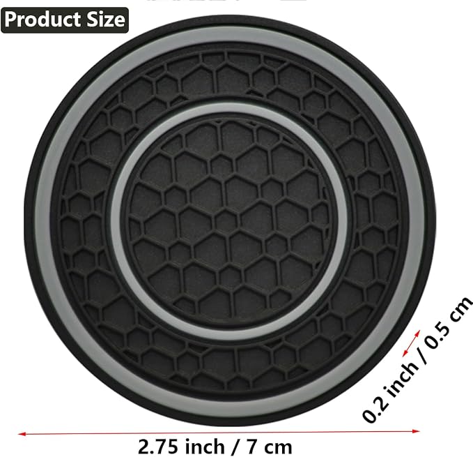 Car Cup Coaster Universal Automotive Waterproof Non-Slip Cup Holders Sift-Proof Spill Holder Car Interior Accessories 4 Pack Black & Gray