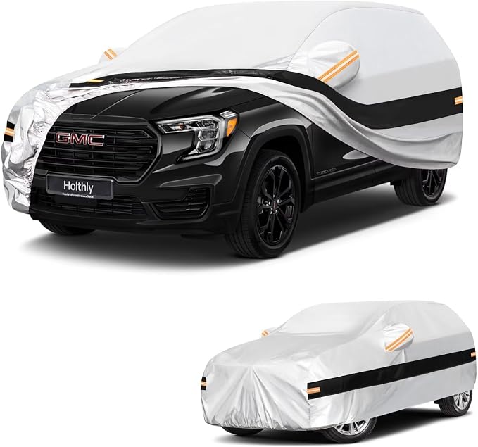 10 Layers SUV Car Cover Custom Fit for GMC Terrain(2010-2026), Waterproof All Weather for Automobiles, Outdoor Full Cover Sun Dust Rain Protection with Cotton. Silver