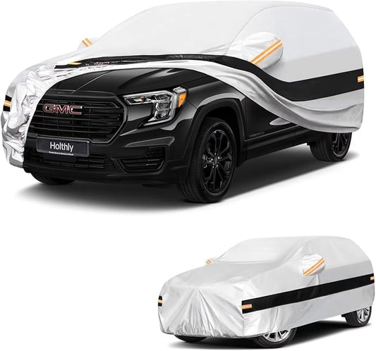 10 Layers SUV Car Cover Custom Fit for GMC Terrain(2010-2026), Waterproof All Weather for Automobiles, Outdoor Full Cover Sun Dust Rain Protection with Cotton. Silver