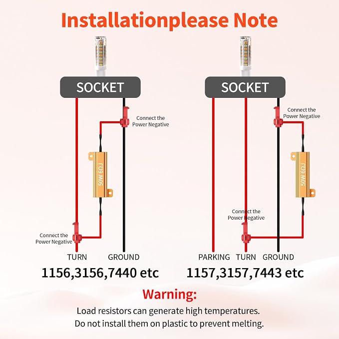 8Pcs 50W 6ohm Load Resistors for LED Turn Signals - Led Load Resistor Kit, Fix LED Bulb Hyper Flash, Fast Turn Signal Blinking Error Code, Durable Heat-Resistant Design (Gets Hot During Use) (8)