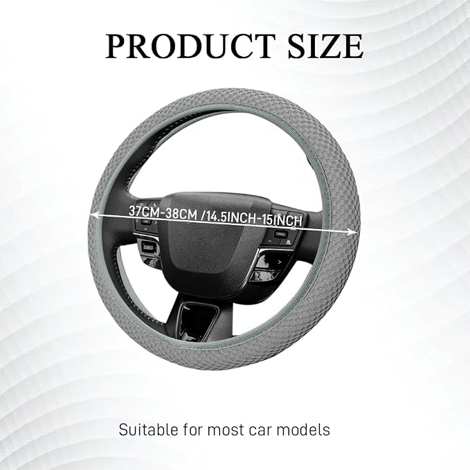 Elastic Stretch Steering Wheel Cover, Steering Wheel Protector, 15 Inch Anti-Slip Breathable Microfiber Ice Silk Protection, Easy Carry, Warm in Winter & Cool in Summer for Cars (Gray)