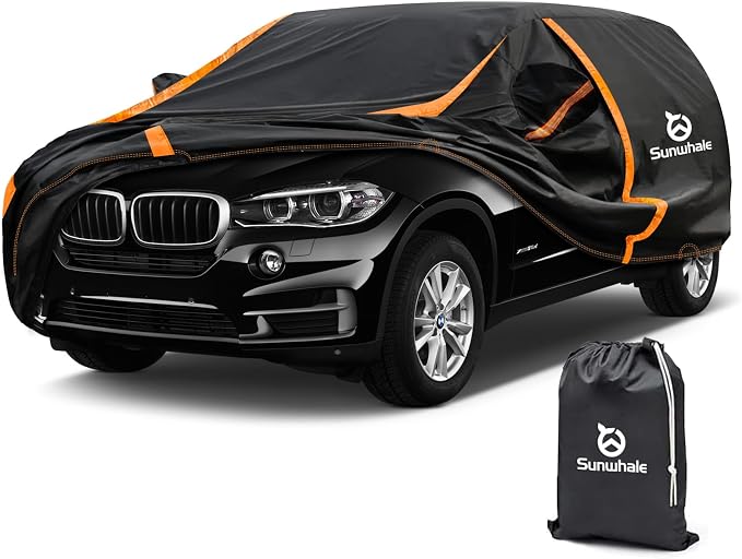 Car Cover Waterproof All Weather for SUV Automobiles UV Protection Snowproof Rain Sun with Door Zipper Full Exterior Outdoor Full Car Cover Universal Fit Up to 206"