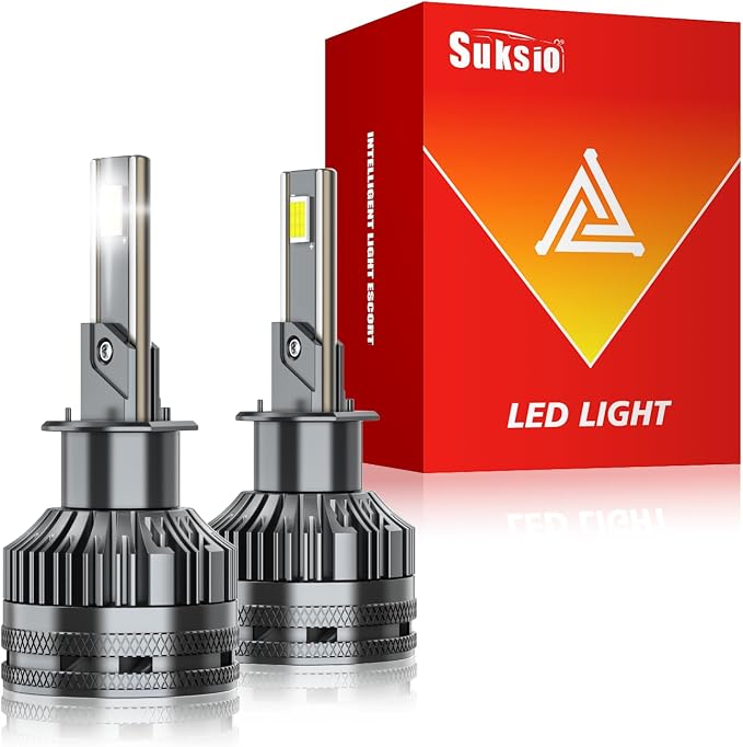 H1 LED Bulbs 60000LM Pure White 6000K Plug & Play IP68 Waterproof Fog Light, Pack of 2