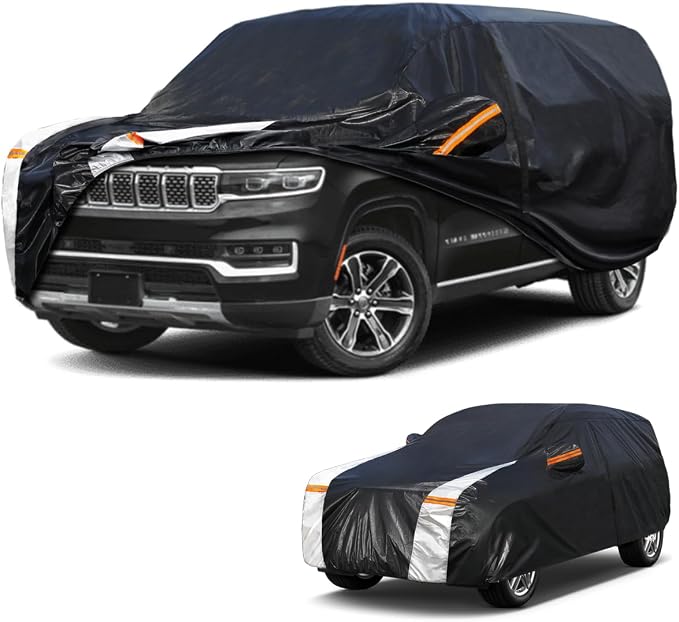 Large SUV Car Cover for Jeep Wagoneer 2021-2026, 100% Waterproof All Weather, Heavy Duty Outdoor Full Exterior Covers Rain Sun Wind UV Protection.
