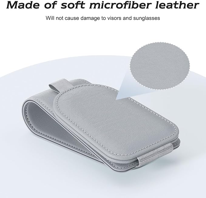 Sotfamily Sunglass Holder for Car Visor, Light Gray, 2 Packs | Suede Cloth, Magnetic, Organizer for Car Accessories