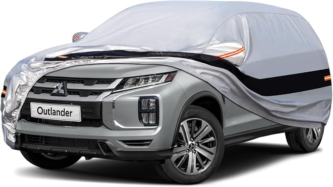 10 Layers SUV Car Cover Custom Fit for Mitsubishi Outlander (2005-2024) Waterproof All Weather for Automobiles, Outdoor Full Cover Rain Sun UV Protection.Silver