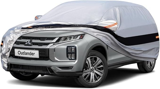 10 Layers SUV Car Cover Custom Fit for Mitsubishi Outlander (2005-2024) Waterproof All Weather for Automobiles, Outdoor Full Cover Rain Sun UV Protection.Silver