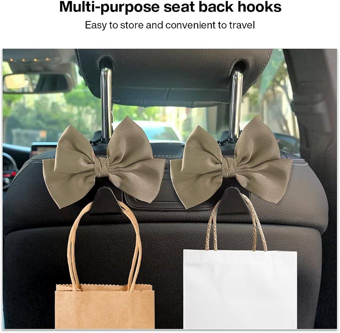 2-Pack Car Seat Headrest Hooks, Handbag Hangers, Grass green | Storage organizer for handbags, clothes, coats and grocery bags; practical interior accessory for most cars and SUVs