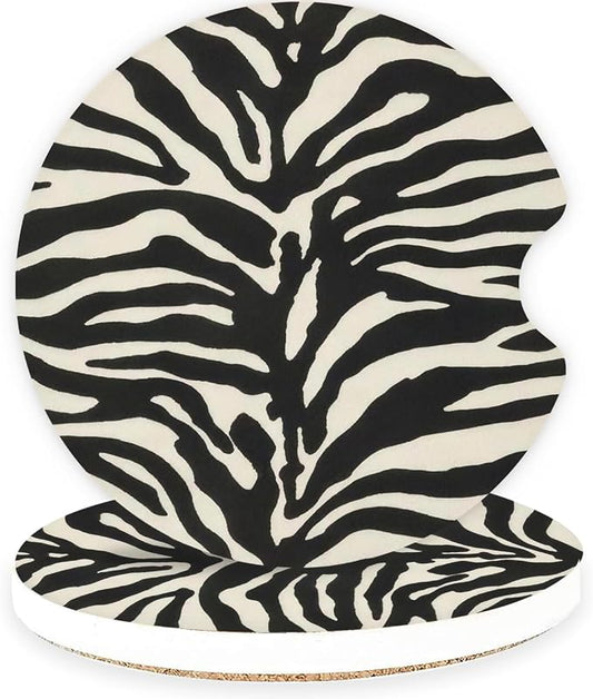 Ceramic Car Coasters – Absorbent Car Cup Holder Coaster Set for Women, Cute Aesthetic Car Accessories for Girls, 2 Pack (Coconut Milk)