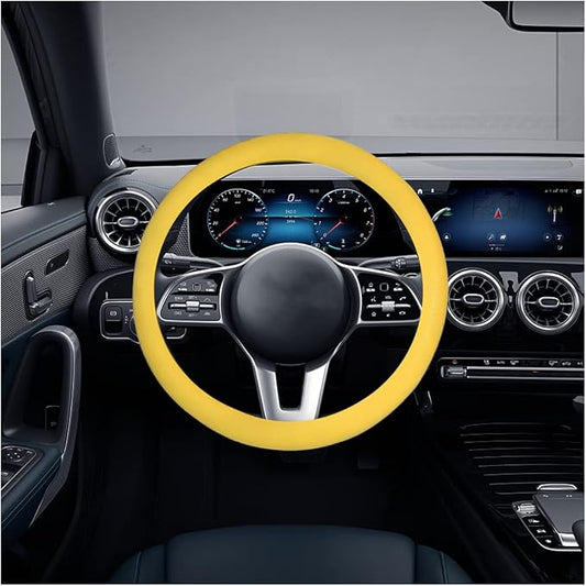 AICEL Car Silicone Steering Wheel Cover, Soft Anti-Slip Auto Steering Wheel Protector Fit 14 Inch, Universal Vehicle Interior Accessories for Cars, SUVs, Trucks, and Vans (Yellow)
