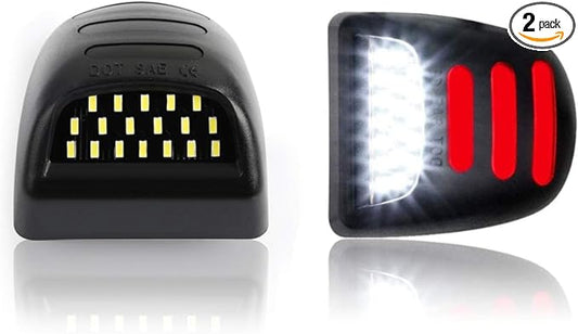 D-Lumina LED License Plate Lights Tag Lamp Assembly w/Red OLED Neon Tube Compatible with Chevy Silverado GMC Sierra 1500 2500 3500 Suburban Tahoe Cadillac Escalade EXT, 6000K White 2-Pieces