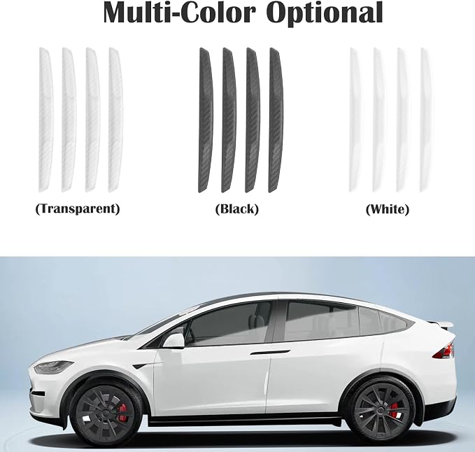 4Pcs Universal Car Door Edge Guards，Silicone Car Bumper Body Protector Trim Guard Auto Rearview Mirror Anti Collision Protector(White)