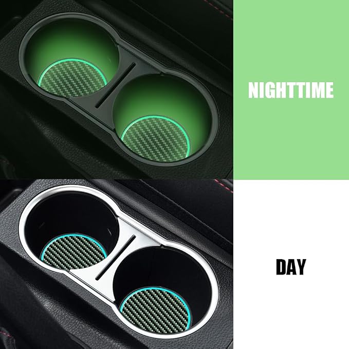 2PCS Car Cup Holder Coaster, Car Cup Holder Insert, 2.83" Insert Water Bottle Holder Pads, Auto Accessories Non-Slip Luminous Cover Scratches Automotive Coasters Universal for Most Vehicles