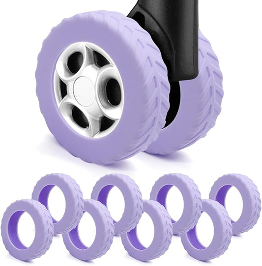 UMUST 8Pcs Luggage Wheel Covers,Silicone Cover for 2-2.4'' Suitcase Spinner Wheel, Upgrade Carry On Luggage Wheels Protector,Essential Travel Accessories (Purple)