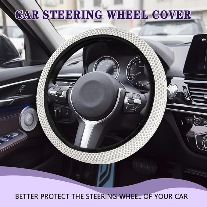 Elastic Stretch Steering Wheel Cover, Steering Wheel Cover, 15" Breathable Auto Steering Wheel Protector, Universal Car Accessories Comfortable Non-Slip Vehicle Steering Wheel Covers for Women Men