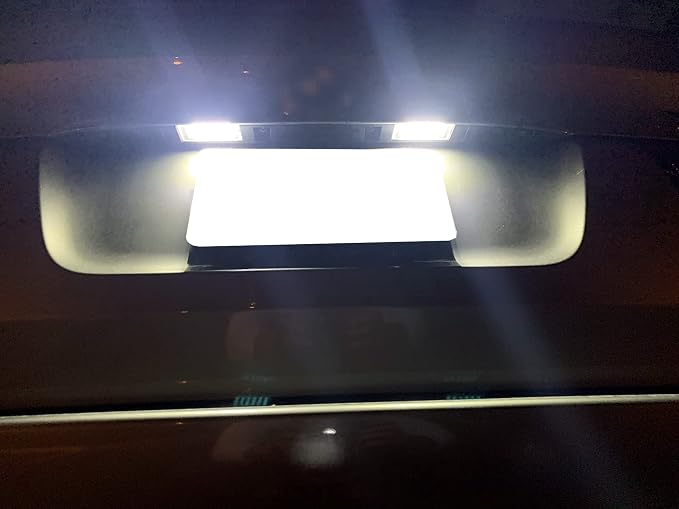 iJDMTOY CAN-bus Error Free Full LED License Plate Lights Compatible With BMW 2001-2006 E53 X5, 2004-2009 E83 X3, Powered By 18-SMD Xenon White LED Diodes
