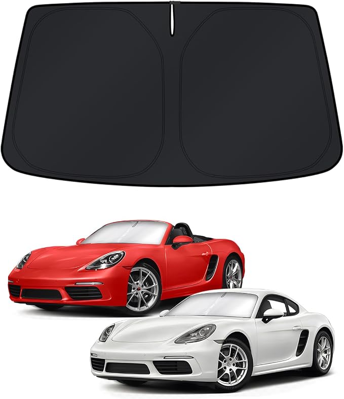 KUST Windshield Sun Shade for 2017-2023 Porsche Boxster/Cayman 718 Accessories Sunshade Foldable Window Sun Visor Protector Blocks UV Rays Keep Your Car Cooler