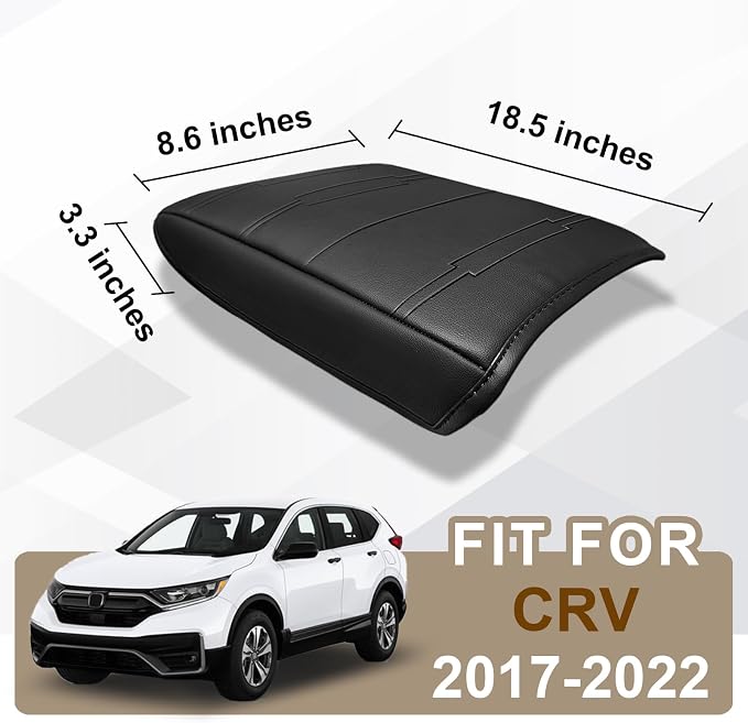 Muslogy Center Console Armrest Cover Fit for Honda CR-V 2017-2022 Accessories, Comfort Armrest Pad Console Lid Cushion Vegan Leather Regular Thick