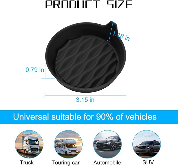 Bittwee Car Cup Holder Coaster, 4PCS Silicone Non-Slip Vehicle Cup Holder Insert Mat, Sift-Proof Spill Recessed Embedded in Bottle Protection Pad, Universal Automotive Interior Accessories (Black)